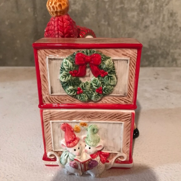 Fitz and Floyd Snowman Jamboree Trinket Box - Picture 2 of 6